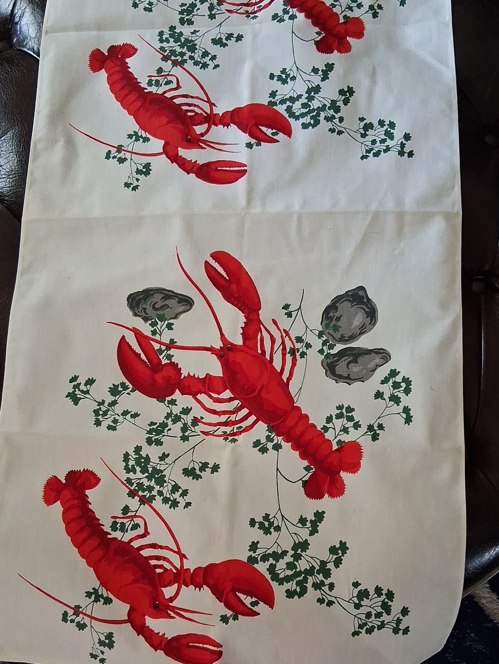 Red Lobster Print Table Runner - White Background